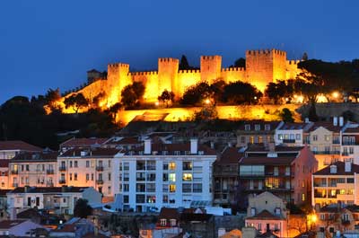Lisbon castle at night - multiday tours from Lisbon